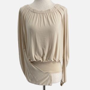 Zero + Maria Cornejo Draped Dolman Sleeve Viscose Jersey Blouse Cream Small